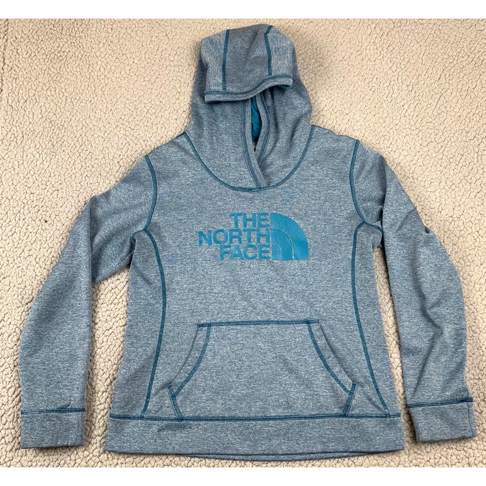 The North Face Hoodie Womens M Heather Blue Fleece Half Dome Logo Pullover